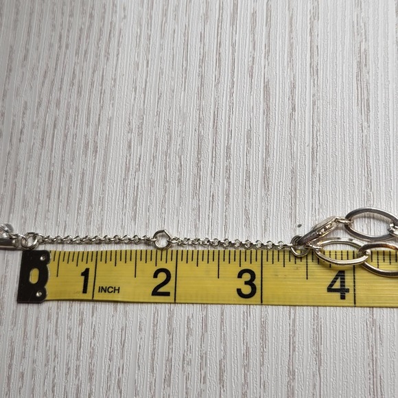 Kenneth Cole New York Silver Tone Multi Chain Necklace Tube Beads Rhinestones - Picture 7 of 7